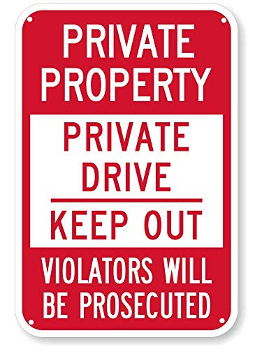 Monifith Warning Signs Private Property Private Drive Keep Out Violator Will be Prosecution Metal Yard Sign 8X12Inch