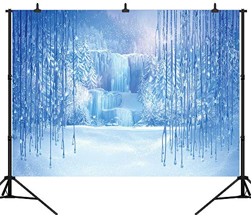 DePhoto 7X5FT Merry Christmas Winter Backdrop Ice and Snow White World Photography Seamless Vinyl Photo Background Studio Prop PGT452A
