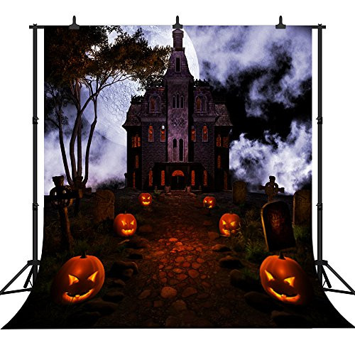 DePhoto 10X10FT(300X300CM) Halloween Theme Pumpkin Lantern Customized Seamless Vinyl Photography Backdrop Photo Background Studio Prop PGT226B