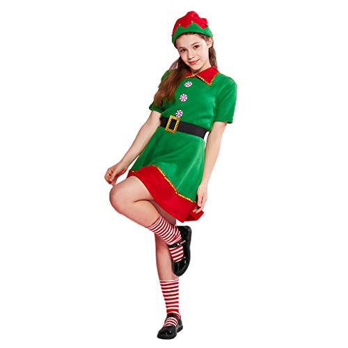 Megartico Girl's Christmas Elf Fancy Dress Set Santa Elf Costume