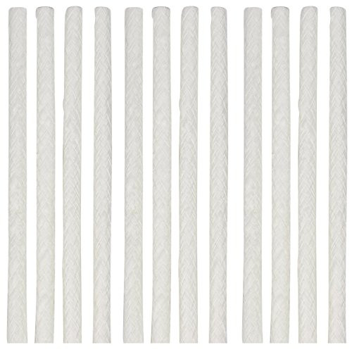 Jekayla 1/2" x 9.85" 12 Pack White Fiberglass Replacement Tiki Torch Wicks for Oil Lamps and Candles Wine Bottle Wicks