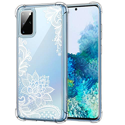 MoKo Compatible with Samsung Galaxy S20 Plus Case/ Galaxy S20+ Case, Reinforced Corner TPU Bumper + Anti-Yellow Transparent Hard Panel Cover Fit Galaxy S20+5G6.7 inch 2020 - Crystal Lace