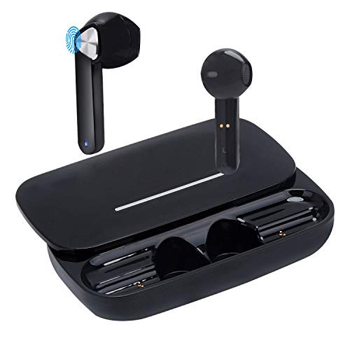 Bluetooth 5.0 Headphones, Wireless in-Ear Earbuds Stereo Noise Canceling Headset Built-in Mic Hands Free Earphone Compatible with iOS Android Smartphones (Black)
