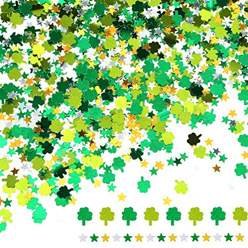 TecUnite 100 g St. Patrick's Day Confetti Shamrock and Star Confetti