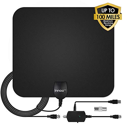 TV Antenna - HDTV Antenna Support 4K 1080P, 60-100 Miles Range Digital Antenna for HDTV, VHF UHF Freeview Channels Antenna with Amplifier Signal Booster, 16.5 Ft Longer Coaxial Cable