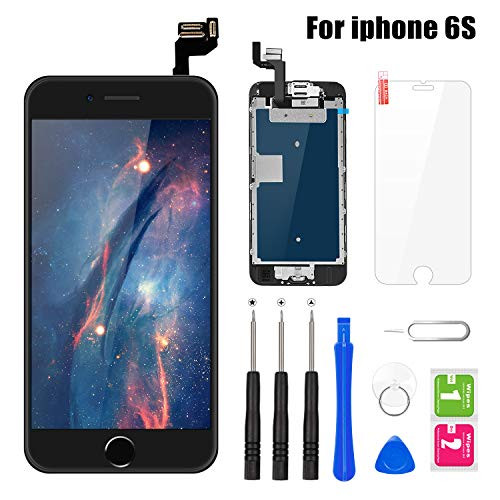for iPhone 6S Screen Replacement 4.7", LCD Display Touch Digitizer Assembly with Home Button, Front Camera, Proximity Sensor, Ear Speaker and Repair Tool Kits (Black)