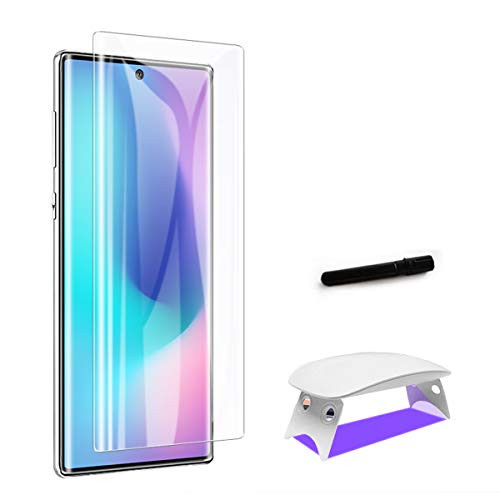 UV Glass Screen Protector for Galaxy Note 10 Plus, Exclusive Solution for Ultrasonic Fingerprint Full Coverage Liquid UV Anti-Bubble Note 10+ Tempered Glass Screen Protector (Galaxy Note 10 Plus)