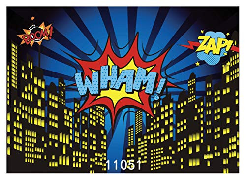 WOLADA 8x8ft Superhero Backdrop for Pictures Baby Shower Photography Backdrop Birthday Photography Background Super Hero Party Decorations Backdrops Fond Studio Props 11051