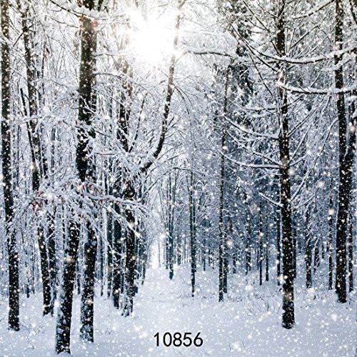 WOLADA 10X10FT Winter Snow Backdrop Thin Vinyl Photography Background Forest Tree Photo Backdrop Studio Props 10856