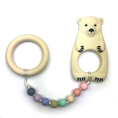 Baby Teething Toys by Nummy Beads Polar Bear with Ring Silicone Teether