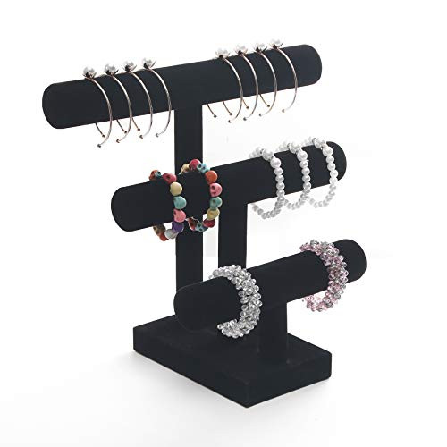 Outdoorfly Velvet 3 Tier Bracelet Holder Jewelry Display Stand Necklace Bangle Bracelet Watch Organizer Storage Jewelry Tower (3T Black) Outdoorfly Velvet 3 Tier Bracelet Holder Jewelry Display Stand Necklace Bangle Bracelet Watch Organizer Storage Jewelry Tower (3T Black)