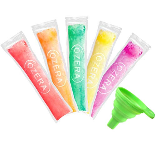 Ozera 150 Pack Popsicle Bags, Freeze Pops Popsicle Pouches Maker Disposable DIY Ice Pop Mold Bags Pouches- Comes With Silicone Funnel