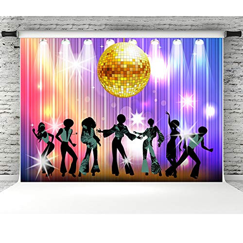 Vintage Disco Party Backdrop 70s 80s 90s Disco Night Dancing Photography Background Coloful Shiny Neon Birthday Party Decorations Banner Booth Props 5x3ft