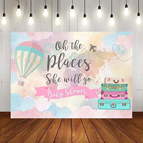 Hot air Balloon Baby Shower Backdrop Baby Girls Oh The Place You'll Go Travel Birthday Photography Background Princess Pink World Map Newborn Baby Personalized Portrait Decorations Banner Photo Booth Hot air Balloon Baby Shower Backdrop Baby Girls Oh The Place You'll Go Travel Birthday Photography Background Princess Pink World Map Newborn Baby Personalized Portrait Decorations Banner Photo Booth