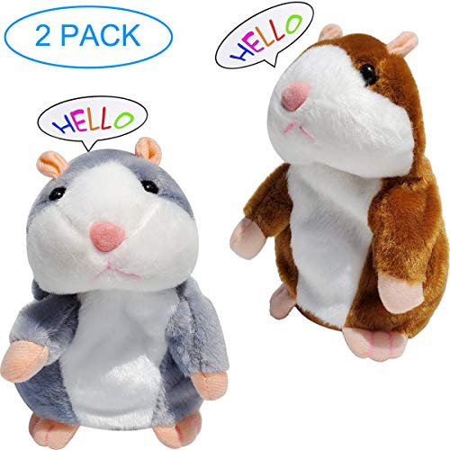 Tockrop 2 Pack Talking Hamster Mouse Plush Interactive Toy Repeat What You Say Mimicry Pet Talking Record for Toddlers Boys, Girls & Baby Gift Kids Early Learning 10