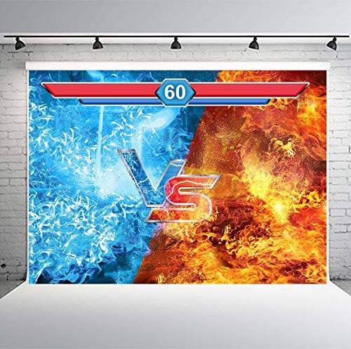 PHMOJEN Ice Fire VS Backdrop Super Hero Red Blue Wrestle Cosplay Game Video Photography Background Vinyl 7x5ft Photo Booth Studio Props LSPH001