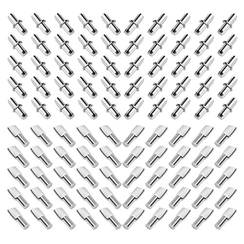 5mm Shelf Pins, 100 pcs Spoon Shape Cabinet Furniture Shelf Support Pegs Nickel Plated