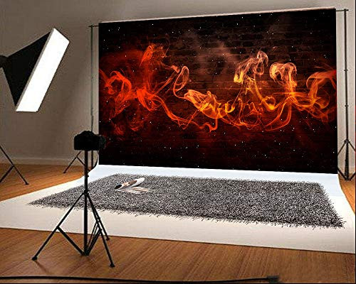 7x5ft (220x150cm) Magic Fire Flame Backdrops for Photography Fabric Material Background Brick Wall Polka Background for Photo Studio Booth Prop