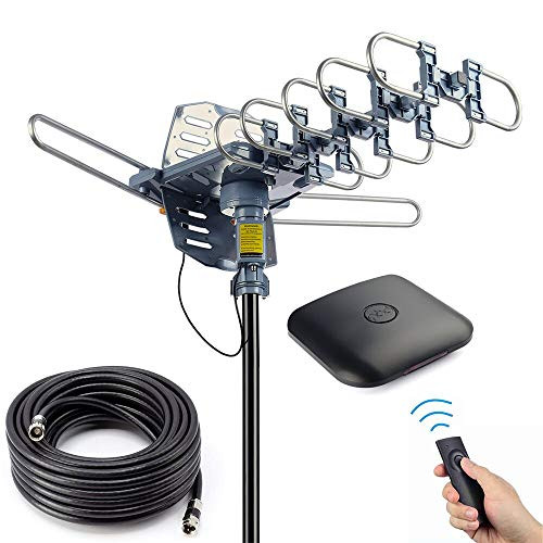 pingbingding Outdoor Digital HD TV Antenna 150 Miles Motorized 360 Degree Rotation with 40FT RG6 Coax Cable - UHF/VHF / 1080P / 4K Snap-On Installation - Upgraded Version