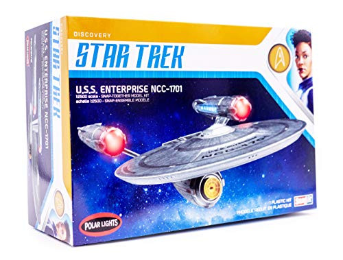 Polar Lights Star Trek Discovery USS Enterprise - 1/2500 Scale Snap Assembly Plastic Model Kit - Buildable Vintage Spacheship for Kids and Adults