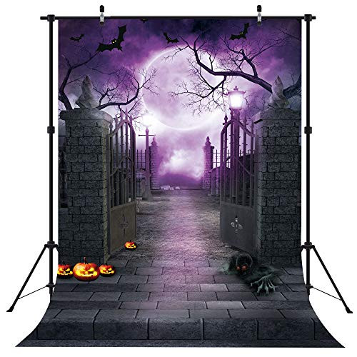 Haboke 5x7ft Wrinkle Free Fabric Halloween Decorations Decor Backdrop for Photography Horrible Party Banner Photo Background Photo Studio Booth Props