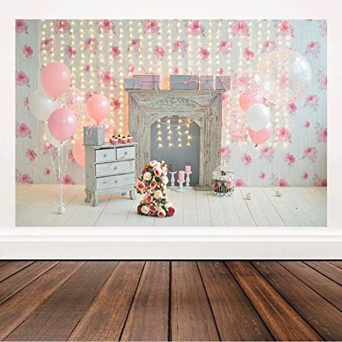 Pink First Birthday Backdrop One Year Old Photography Backgrounds Girl 1st Birthday Backdrops Party Decorations Cake Table Photo Studio Props 6x4ft