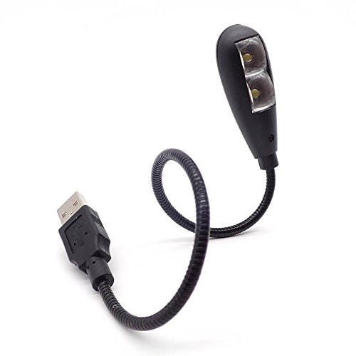 USB Reading Lamp with 2 LED Lights and Flexible Gooseneck MALLMAX - Two Brightness Settings (Black)