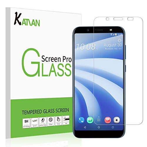 [2 Pack] HTC U12 Life Screen Protector, KATIAN HD Clear Protector [Anti-Scratch] [No-Bubble] [Case-Friendly], 9H Hardness Tempered Glass Screen Film for HTC U12 Life