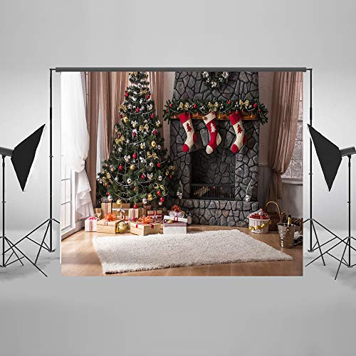 Kate 7ft(W) x5ft(H) Christmas Photography Backdrops Fireplace Xmas Tree Backdrop for Photo Children Christmas Background