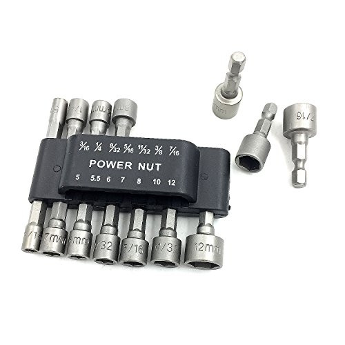 PANOVO (14pcs) Quick Change Power Nut Driver Bit Set Steel Metric Socket Wrench Set 1/4'' Hex Nut Driver Drill Bits for Quick Change Chuck Adapter, Electric Hand Drill, Screwdriver