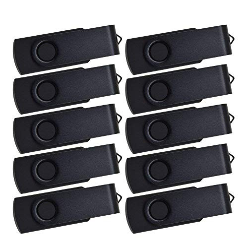 Flash Drive 64MB 10 Pack Thumb Drives Small Capacity USB 2.0 Memory Stick Kepmem Black U Disk Metal Swivel Jump Drive Zip Drive Bulk Pen Drives for Data Storage, Company Business