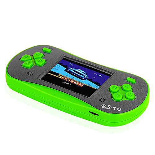 FAMILY POCKET RS-16 Children's Handheld Game Console Portable Video Game Retro Game Console with 2.5-inch LCD Monitor Built-in 260in1 Classic Video Game, Back to School Gifts-Green