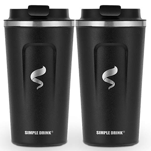 SIMPLE DRINK Insulated Coffee Travel Mug | Stainless Steel Coffee Tumbler Cup with Spill-Proof Lid, 16 oz (2 Pack) SIMPLE DRINK Insulated Coffee Travel Mug | Stainless Steel Coffee Tumbler Cup with Spill-Proof Lid, 16 oz (2 Pack)