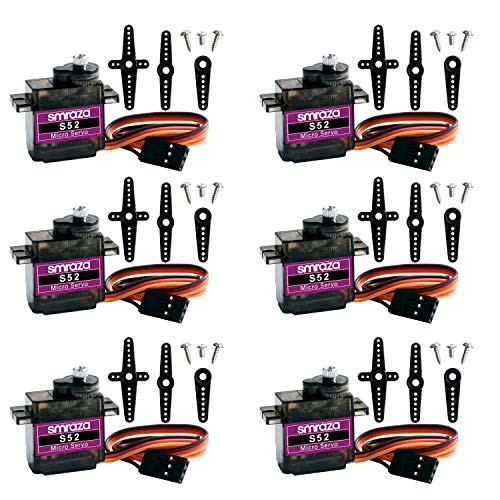 Smraza 6Pcs MG90S 9G Micro Servo Metal Gear Micro Servo Motor Kit for RC Robot Helicopter Airplane Car Boat Control, Arduino Project (MG90S Metal Gear)
