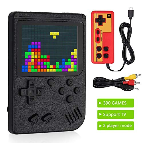 LiNKFOR Handheld Game Console, 390 Classic Games 3 Inch LCD Screen Portable Retro Video Game Console Support for Connecting TV and Two Players Black