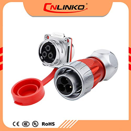 CNLINKO DH24 Aviation Connector M24 Male Plug with Female Socket Waterproof Metal Thread Panel Connector 3 Pins for AC DC Signal LED Lighting Equipment