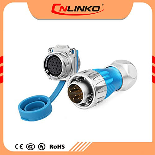 CNLINKO DH24 Aviation Connector M24 Male Plug with Female Socket Waterproof Metal Thread Panel Connector 19 Pins for AC DC Signal LED Lighting Equipment