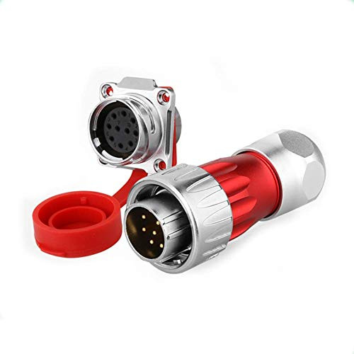 CNLINKO DH24 Aviation Connector M24 Male Plug with Female Socket Waterproof Metal Thread Panel Connector 12 Pins for AC DC Signal LED Lighting Equipment