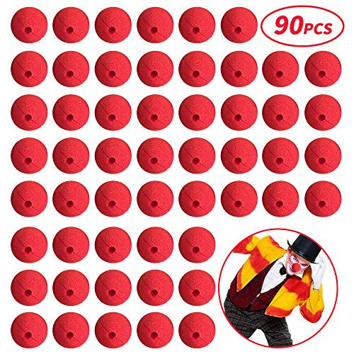 ATROPOS 90 Pcs Red Clown Noses Red Sponge Noses Carnival Noses for Halloween Christmas Circus Costume Party Supplies