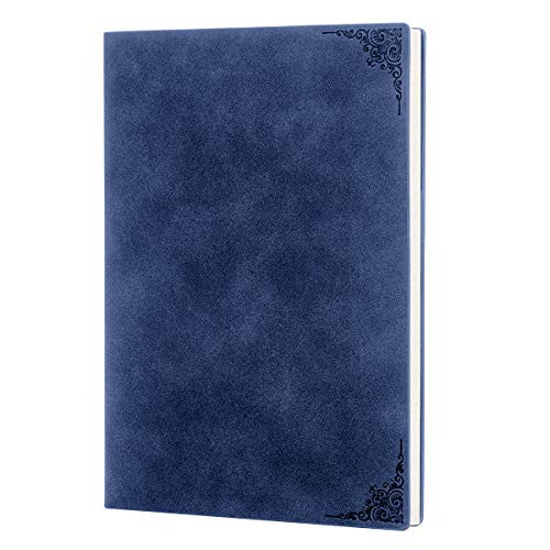 Hardcover Notebook Journal, Thick Classic Lined Notebook A5 for School and Office, Lay Flat 194 Pages 8.4 x 5.7 in (Blue)