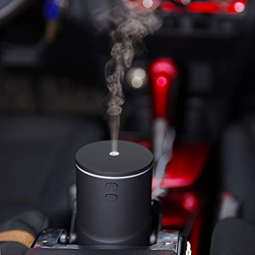 Akehuoeng USB Car Essential Oil Diffuser Car Diffuser Air Humidifier Ultrasonic Aromatherapy Diffusers with 7 Colorful LED Lights for Car Office Travel Home Vehicle (Black)
