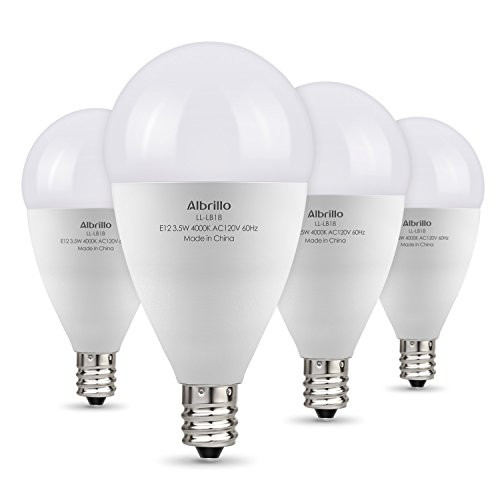 Albrillo E12 LED Bulb, Candelabra Bulbs 40 Watt Equivalent, Nature White 4000K LED Chandelier Bulbs, Candelabra Base, Non-Dimmable LED Lamp, 4 Pack