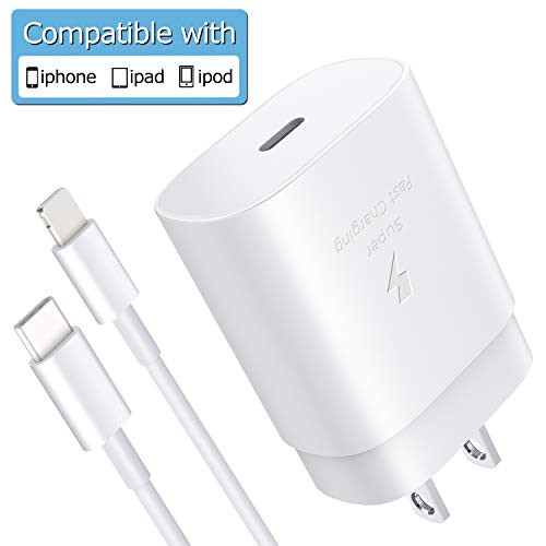 USB C Wall Charger-Fast PD Charger for iPhone 11/ Pro/Pro MAX/X/XS/XR/8/ Plus/iPad Pro/iPad Air/iPad Mini with 4FT Charging Cable