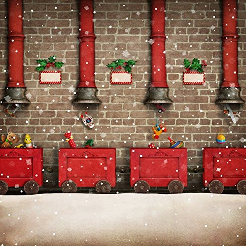 AOFOTO 10x10ft Christmas Backdrop Xmas Gift Factory Snowflake Photography Background Birckwall Kid Toddler Girl Boy Child Artistic Portrait Photo Shoot Studio Props Video Drop Seamless Vinyl