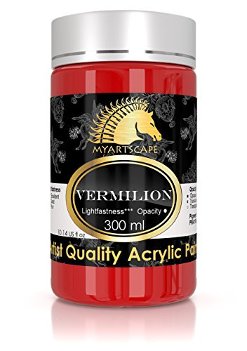 Acrylic Paint - 300ml (10oz) - Heavy Body - Lightfast - Artist Quality - MyArtscape (Vermilion)
