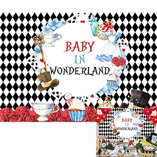 Allenjoy 7x5ft Baby in Wonderland Backdrop Clock Hat Cup Poker Rose Fairy Photography Background Girl Birthday Baby Shower Tea Party Supplies Dessert Table Banner Home Decoration Photo Booth Prop Allenjoy 7x5ft Baby in Wonderland Backdrop Clock Hat Cup Poker Rose Fairy Photography Background Girl Birthday Baby Shower Tea Party Supplies Dessert Table Banner Home Decoration Photo Booth Prop
