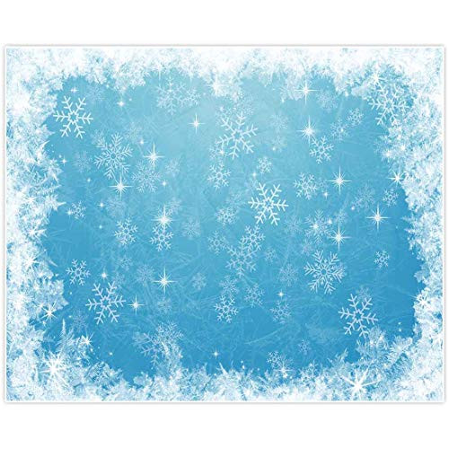 Allenjoy 10x8ft Ice Blue Winter Backdrop Supplies for Studio Photography 1st First Birthday Party Decoration Banner Festival White Snowflake Snowfall Christmas Background Baby Shower Photo Booth Props