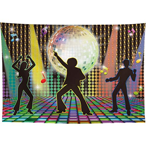 Allenjoy Disco Party Backdrop Shiny Disco Lights Ball 70s 80s 90s Dancers Crazy Birthday Dance Party Cake Table Banner Shining Neon Night Decorations 8x6ft Photography Background Photo Booth Props