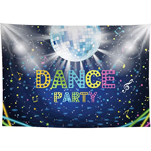 Allenjoy Disco Party Backdrop Shiny Neon Lights Ball 70s 80s 90s Adults Birthday Dance Party Cake Table Banner Decorations 8x6ft Background Photo Booth Props