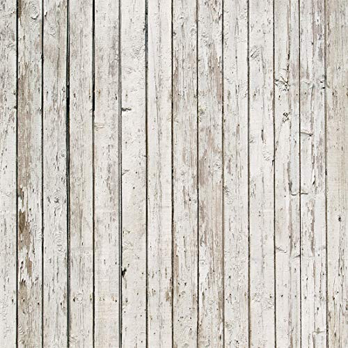 LYWYGG 8x8ft Photography Backdrop White Wood Backdrops for Photography Wood Floor Wall Background for Photographyers CP-22-0808